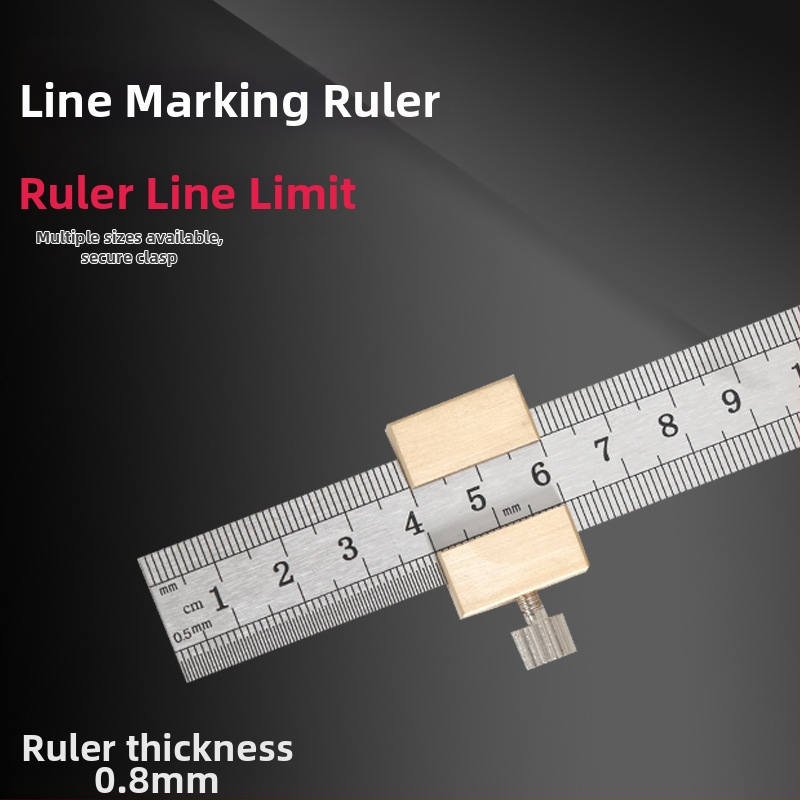 Χάρακας από ανοξείδωτο ατσάλι με μπλοκ τοποθέτησης και περιοριστή – για ξυλουργικές εφαρμογές, κλίμακα μετρική και ίντσες