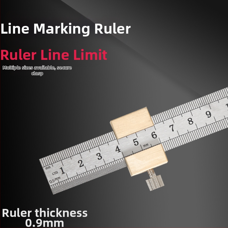 Χάρακας από ανοξείδωτο ατσάλι με μπλοκ τοποθέτησης και περιοριστή – για ξυλουργικές εφαρμογές, κλίμακα μετρική και ίντσες