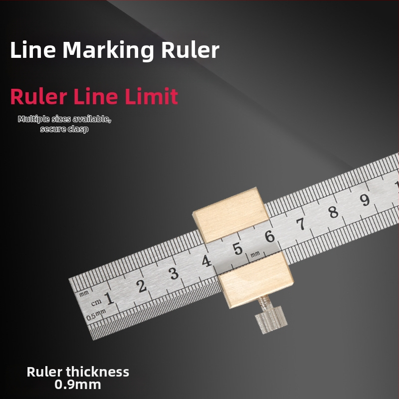 Χάρακας από ανοξείδωτο ατσάλι με μπλοκ τοποθέτησης και περιοριστή – για ξυλουργικές εφαρμογές, κλίμακα μετρική και ίντσες