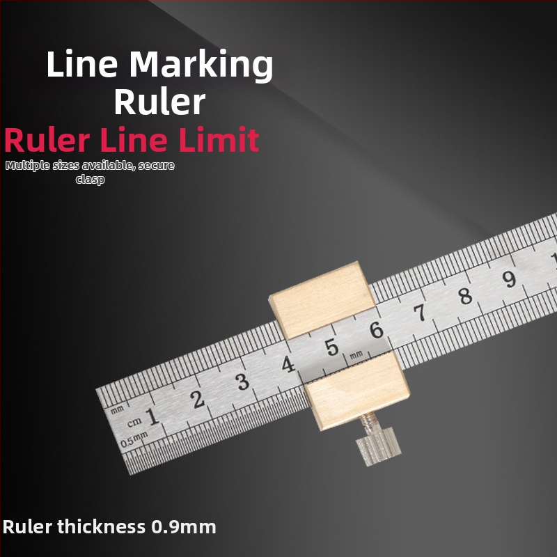 Χάρακας από ανοξείδωτο ατσάλι με μπλοκ τοποθέτησης και περιοριστή – για ξυλουργικές εφαρμογές, κλίμακα μετρική και ίντσες