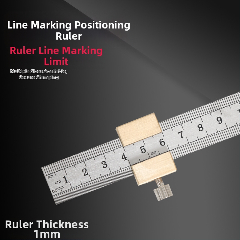 Χάρακας από ανοξείδωτο ατσάλι με μπλοκ τοποθέτησης και περιοριστή – για ξυλουργικές εφαρμογές, κλίμακα μετρική και ίντσες