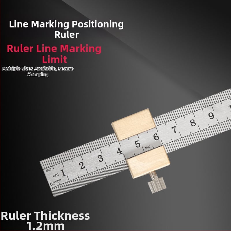 Χάρακας από ανοξείδωτο ατσάλι με μπλοκ τοποθέτησης και περιοριστή – για ξυλουργικές εφαρμογές, κλίμακα μετρική και ίντσες
