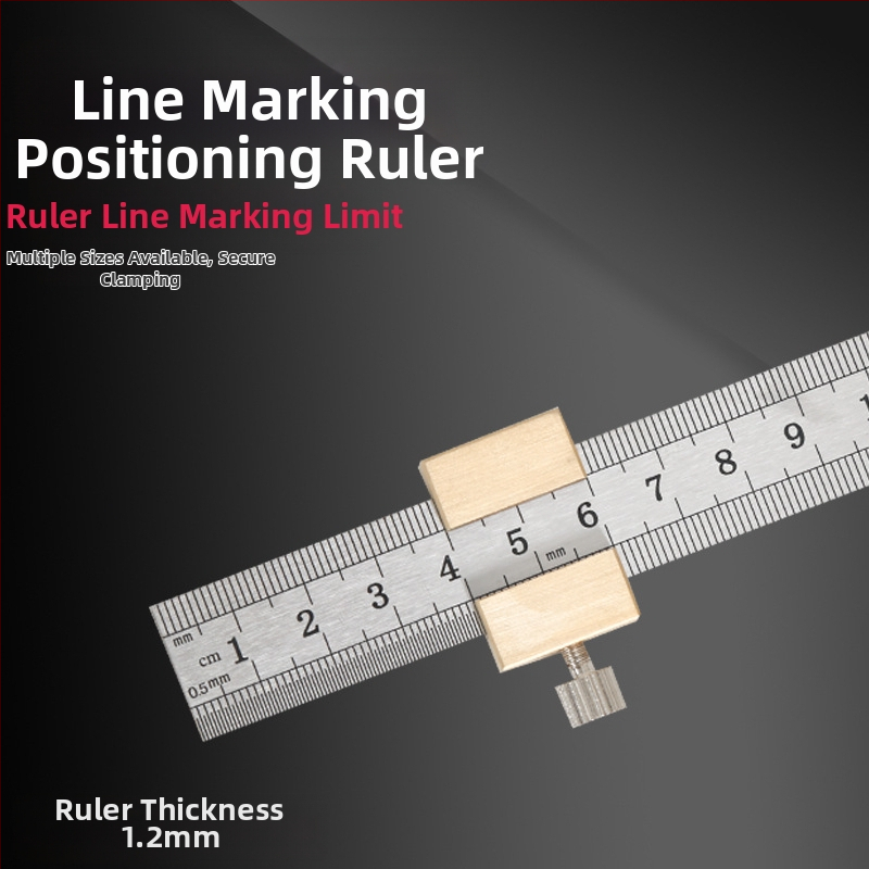 Χάρακας από ανοξείδωτο ατσάλι με μπλοκ τοποθέτησης και περιοριστή – για ξυλουργικές εφαρμογές, κλίμακα μετρική και ίντσες