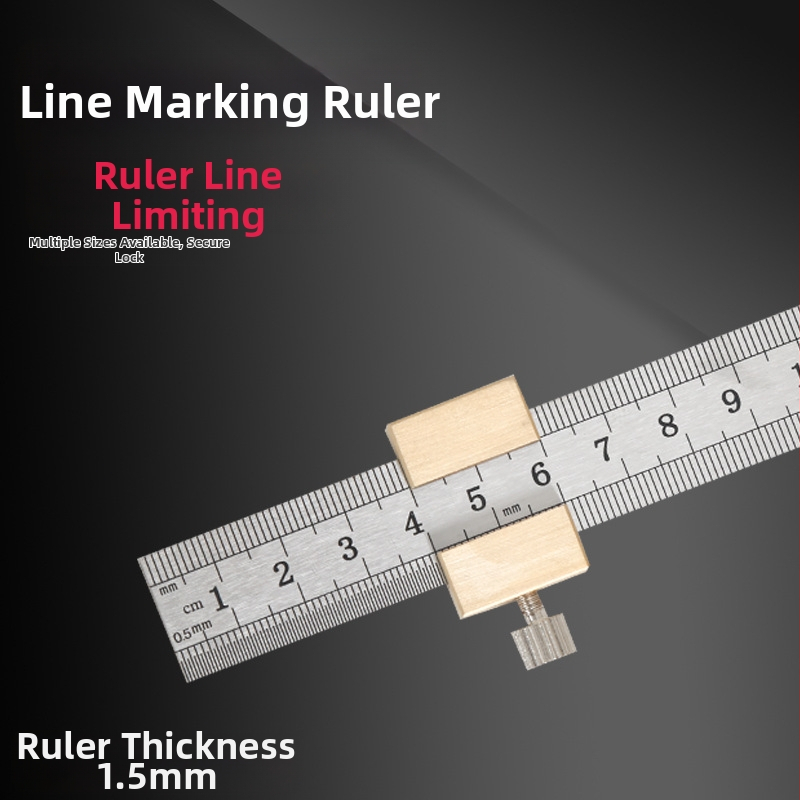 Χάρακας από ανοξείδωτο ατσάλι με μπλοκ τοποθέτησης και περιοριστή – για ξυλουργικές εφαρμογές, κλίμακα μετρική και ίντσες