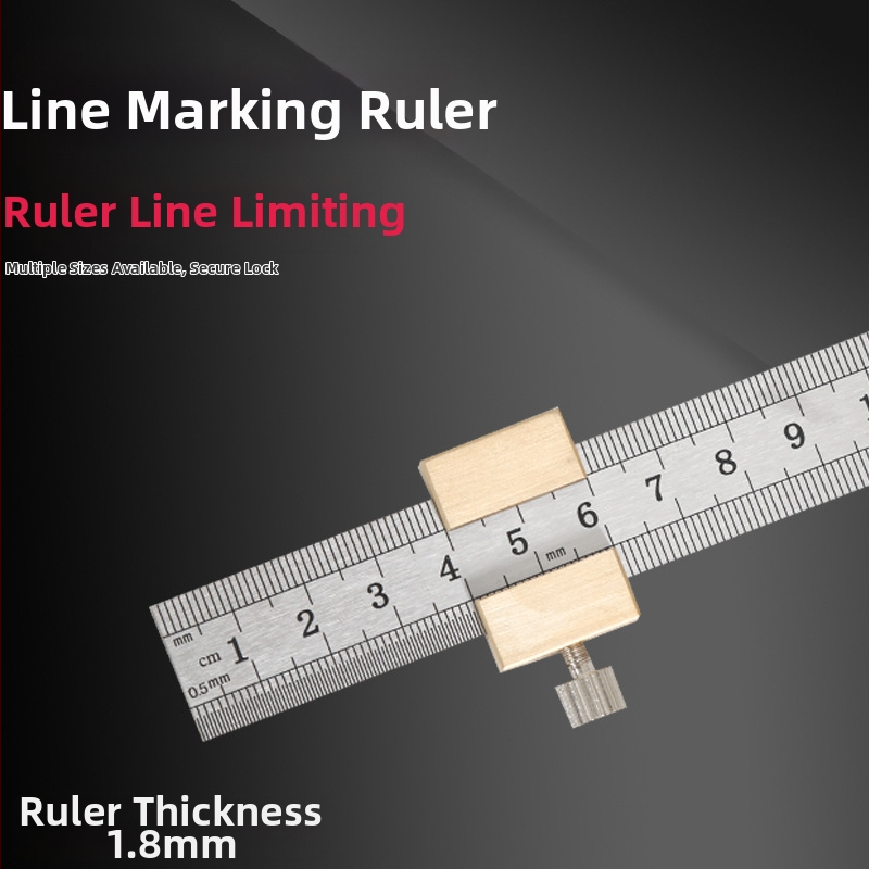 Χάρακας από ανοξείδωτο ατσάλι με μπλοκ τοποθέτησης και περιοριστή – για ξυλουργικές εφαρμογές, κλίμακα μετρική και ίντσες