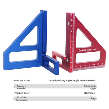Αλουμινίου κράμα μετρητικός χάρακας για ξυλουργούς με τρίγωνο και ανιχνευτή ορθογώνιου γωνίας, με μετρικές μονάδες και ίντσες, XYT