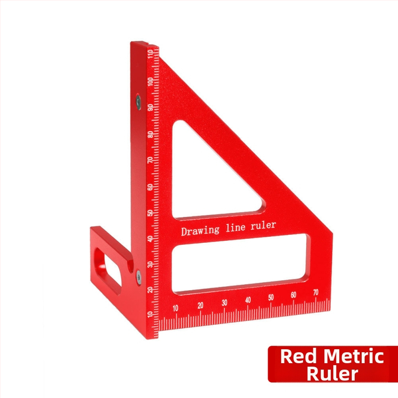 Αλουμινίου κράμα μετρητικός χάρακας για ξυλουργούς με τρίγωνο και ανιχνευτή ορθογώνιου γωνίας, με μετρικές μονάδες και ίντσες, XYT