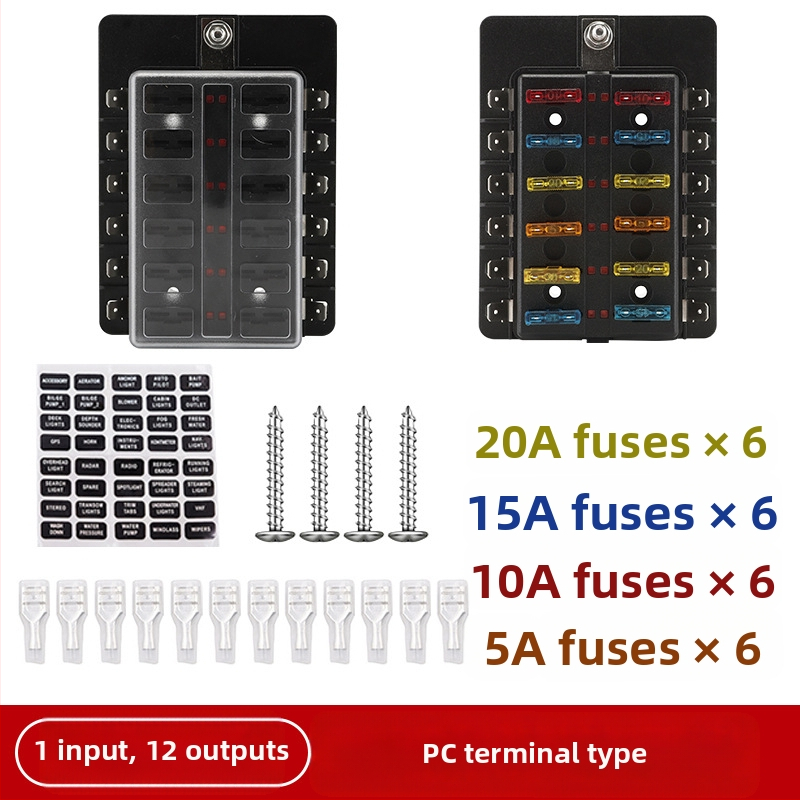 Baohe αυτόνομο κουτί ασφάλειας 6 πόλων με θετικό και αρνητικό πόλο — κατάλληλο για αυτοκίνητα, RV, SUV, off-road οχήματα, φορτηγά και λεωφορεία; διακλάδωση ισχύος