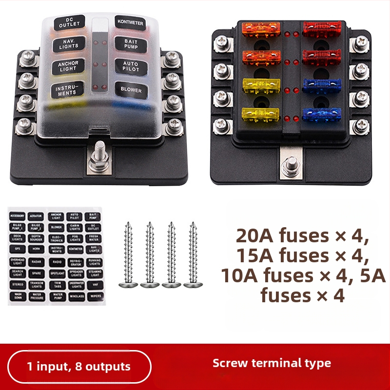 Baohe αυτόνομο κουτί ασφάλειας 6 πόλων με θετικό και αρνητικό πόλο — κατάλληλο για αυτοκίνητα, RV, SUV, off-road οχήματα, φορτηγά και λεωφορεία; διακλάδωση ισχύος