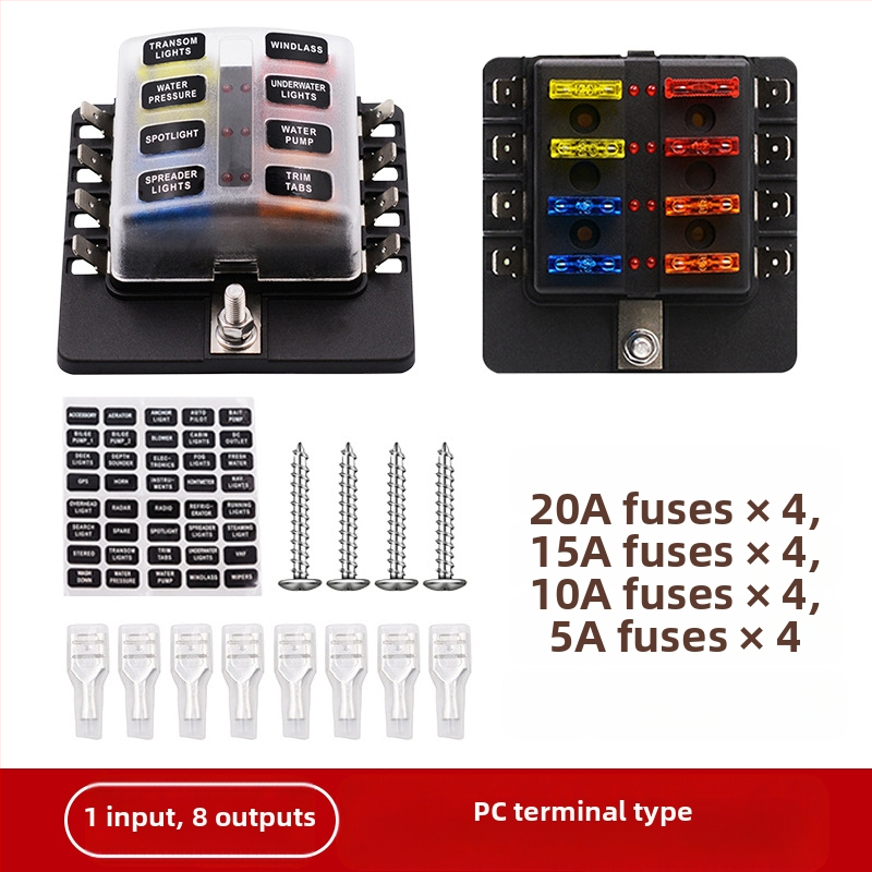 Baohe αυτόνομο κουτί ασφάλειας 6 πόλων με θετικό και αρνητικό πόλο — κατάλληλο για αυτοκίνητα, RV, SUV, off-road οχήματα, φορτηγά και λεωφορεία; διακλάδωση ισχύος