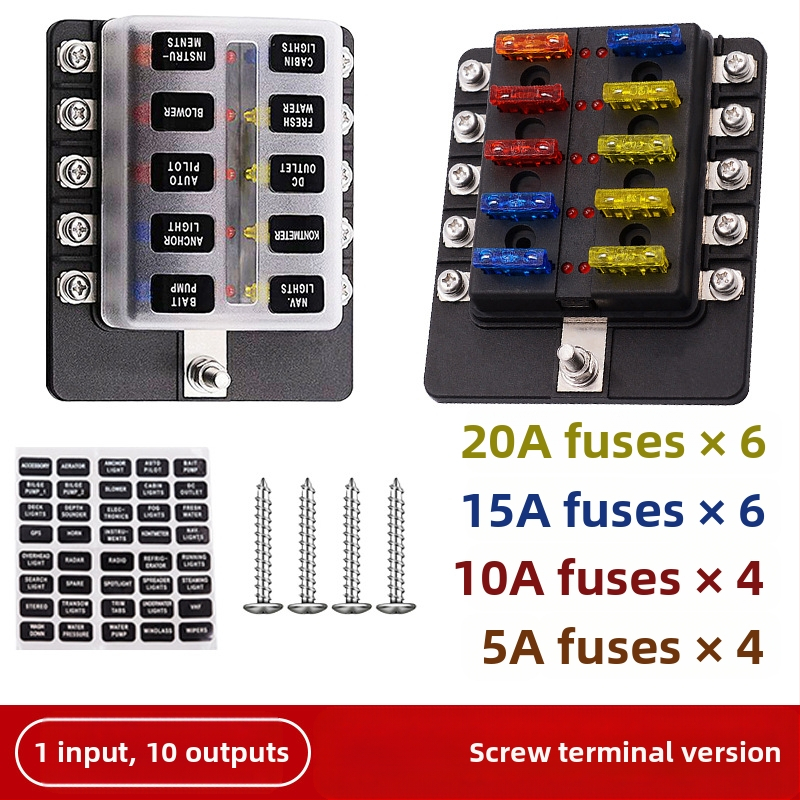 Baohe αυτόνομο κουτί ασφάλειας 6 πόλων με θετικό και αρνητικό πόλο — κατάλληλο για αυτοκίνητα, RV, SUV, off-road οχήματα, φορτηγά και λεωφορεία; διακλάδωση ισχύος