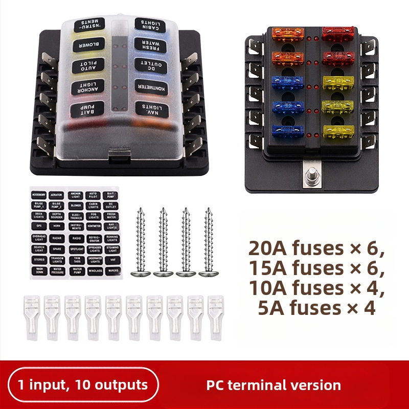 Baohe αυτόνομο κουτί ασφάλειας 6 πόλων με θετικό και αρνητικό πόλο — κατάλληλο για αυτοκίνητα, RV, SUV, off-road οχήματα, φορτηγά και λεωφορεία; διακλάδωση ισχύος