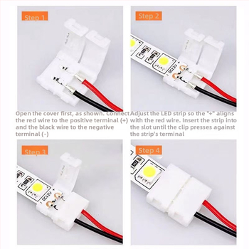 LED лента без заваряване – конектор с клип за крепеж и кристална глава, гола платка, ниско напрежение