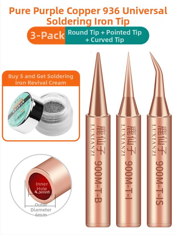 Vrh za lemilicu od čistog bakra, unutarnje grijanje, konstantna temperatura, oštar vrh, vrh u obliku kopita