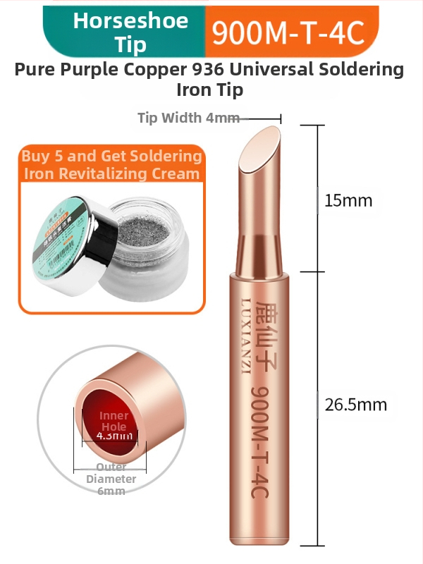 Vrh za lemilicu od čistog bakra, unutarnje grijanje, konstantna temperatura, oštar vrh, vrh u obliku kopita