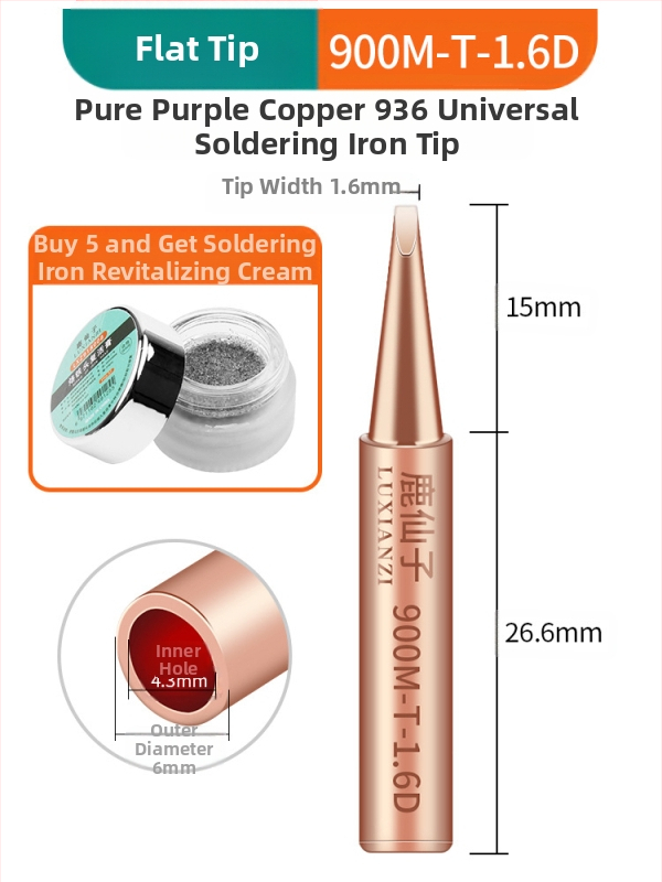 Vrh za lemilicu od čistog bakra, unutarnje grijanje, konstantna temperatura, oštar vrh, vrh u obliku kopita