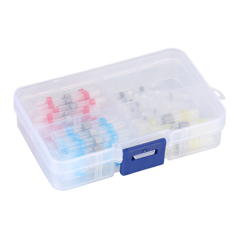 Комплект термозакриващи терминали със запояващи пръстени и тръби, 50 броя; Бранд ZJBOSAI; Изолационен материал PE; Корпус PE; Приложение: електрически монтажи; Номинална мощност: 24