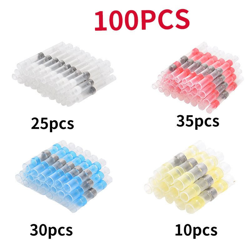 Комплект термозакриващи терминали със запояващи пръстени и тръби, 50 броя; Бранд ZJBOSAI; Изолационен материал PE; Корпус PE; Приложение: електрически монтажи; Номинална мощност: 24