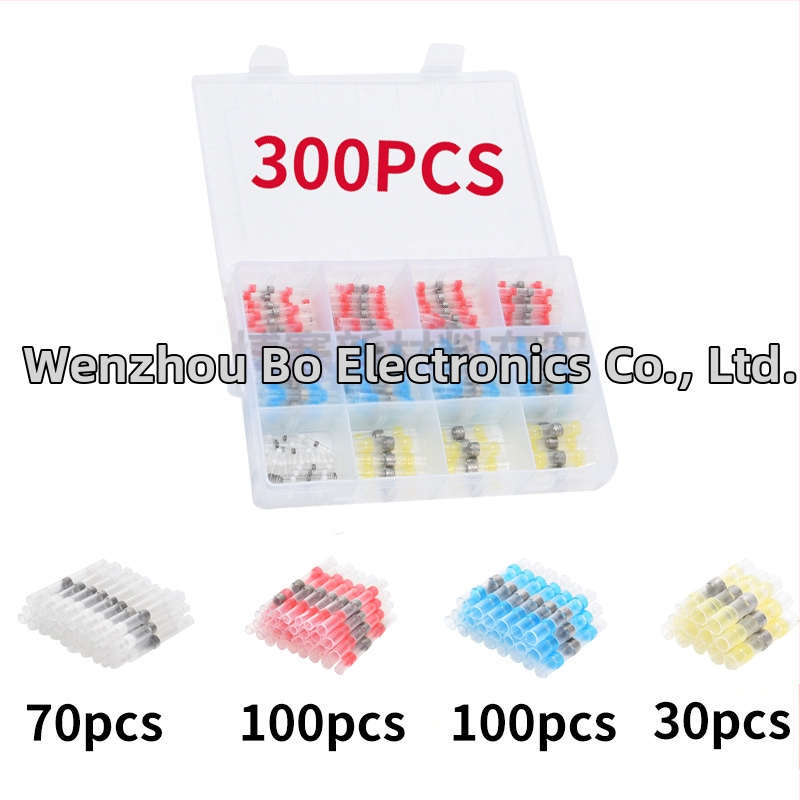 Комплект термозакриващи терминали със запояващи пръстени и тръби, 50 броя; Бранд ZJBOSAI; Изолационен материал PE; Корпус PE; Приложение: електрически монтажи; Номинална мощност: 24