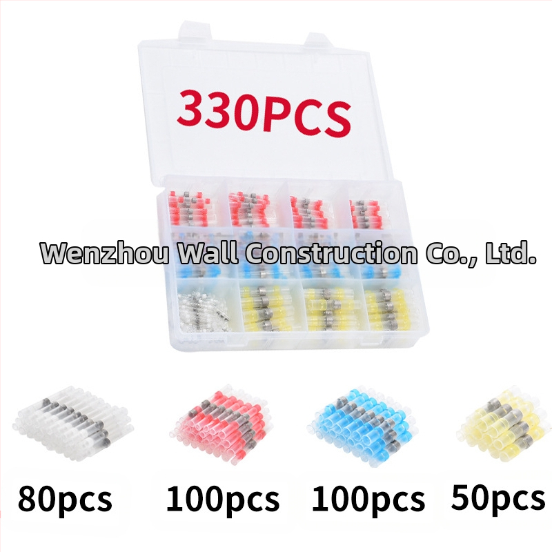 Комплект термозакриващи терминали със запояващи пръстени и тръби, 50 броя; Бранд ZJBOSAI; Изолационен материал PE; Корпус PE; Приложение: електрически монтажи; Номинална мощност: 24