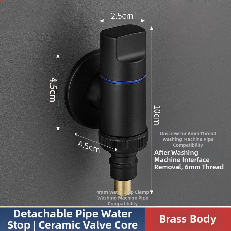 Βρύση πλυντηρίου με χαλκό σώμα, βαλβίνα τύπου Τ, σύνδεση με βίδες, κεραμικός πυρήνας βαλβίδας, θερμοκρασία λειτουργίας 0–90°C