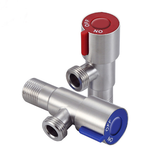 304 неръждаема стомана ъглов клапан с триходова функция, стенен монтаж, за тоалетна, водонагревател и смесител, работно налягане 0.8 MPa