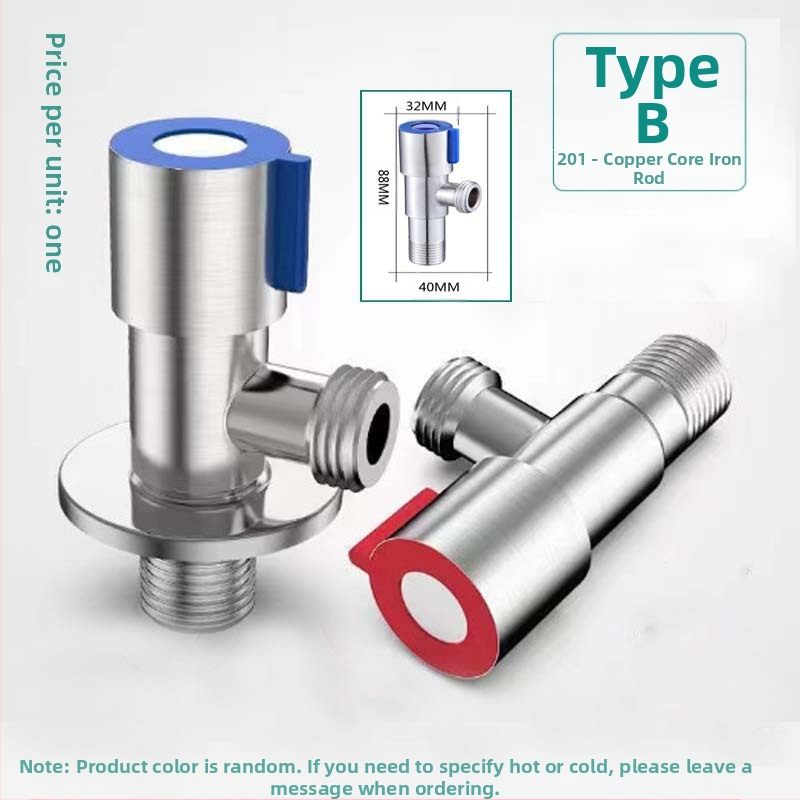 304 неръждаема стомана ъглов клапан с триходова функция, стенен монтаж, за тоалетна, водонагревател и смесител, работно налягане 0.8 MPa