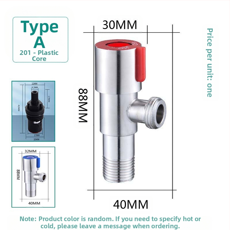 304 неръждаема стомана ъглов клапан с триходова функция, стенен монтаж, за тоалетна, водонагревател и смесител, работно налягане 0.8 MPa