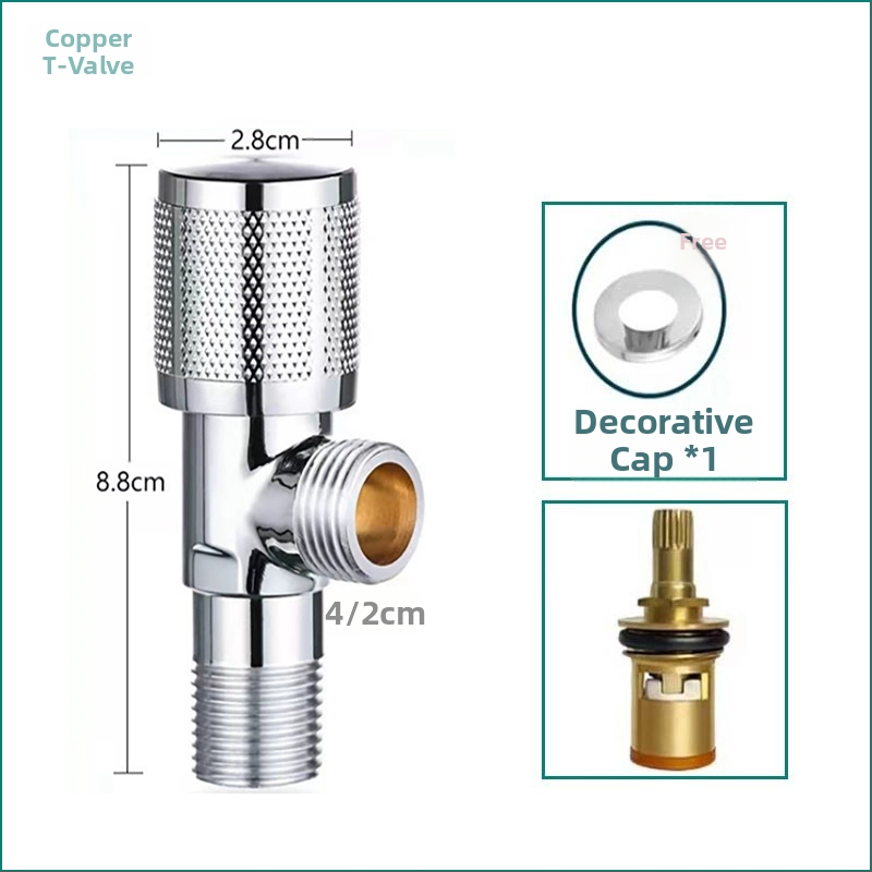 304 неръждаема стомана ъглов клапан с триходова функция, стенен монтаж, за тоалетна, водонагревател и смесител, работно налягане 0.8 MPa