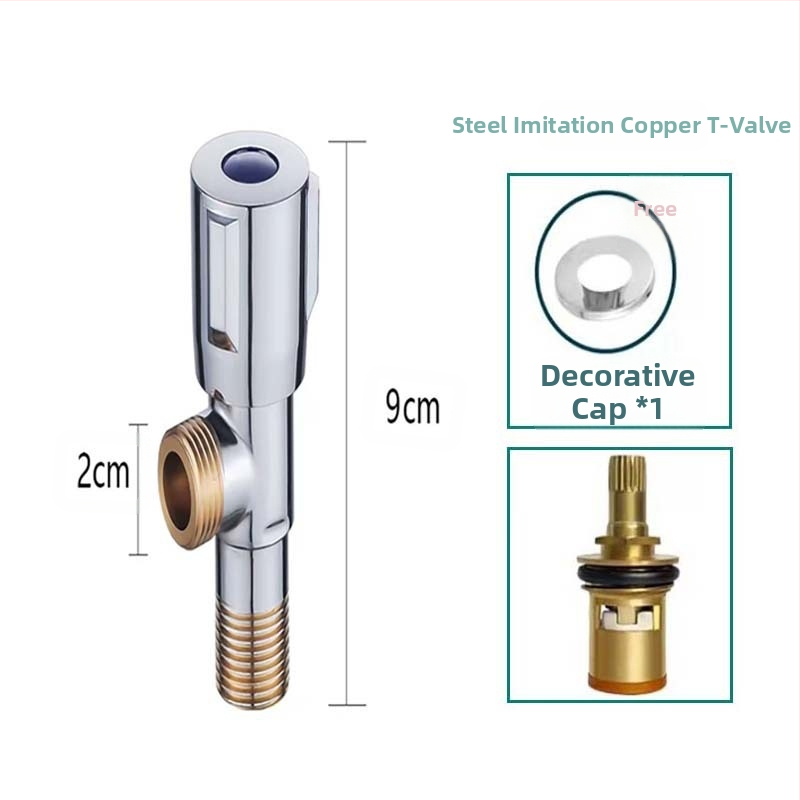 304 неръждаема стомана ъглов клапан с триходова функция, стенен монтаж, за тоалетна, водонагревател и смесител, работно налягане 0.8 MPa