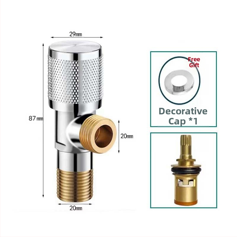 304 неръждаема стомана ъглов клапан с триходова функция, стенен монтаж, за тоалетна, водонагревател и смесител, работно налягане 0.8 MPa