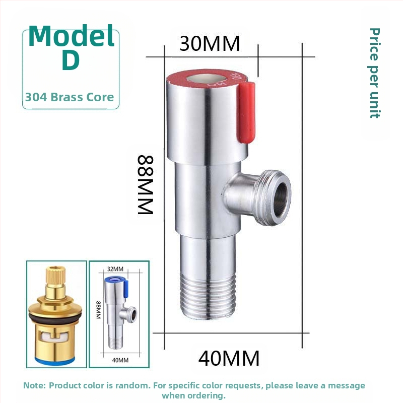 304 неръждаема стомана ъглов клапан с триходова функция, стенен монтаж, за тоалетна, водонагревател и смесител, работно налягане 0.8 MPa