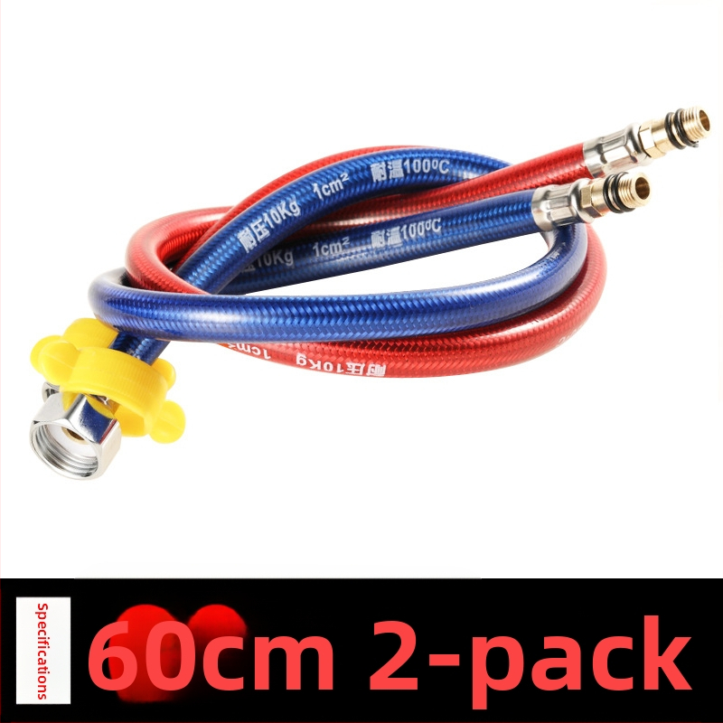 Furtun flexibil din oțel inoxidabil, vârf ascuțit, corp metalic rezistent la explozie, intrare apă cu o singură gaură pentru robinet de bucătărie (apă caldă/rece)