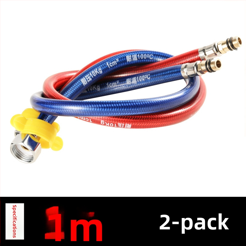 Furtun flexibil din oțel inoxidabil, vârf ascuțit, corp metalic rezistent la explozie, intrare apă cu o singură gaură pentru robinet de bucătărie (apă caldă/rece)