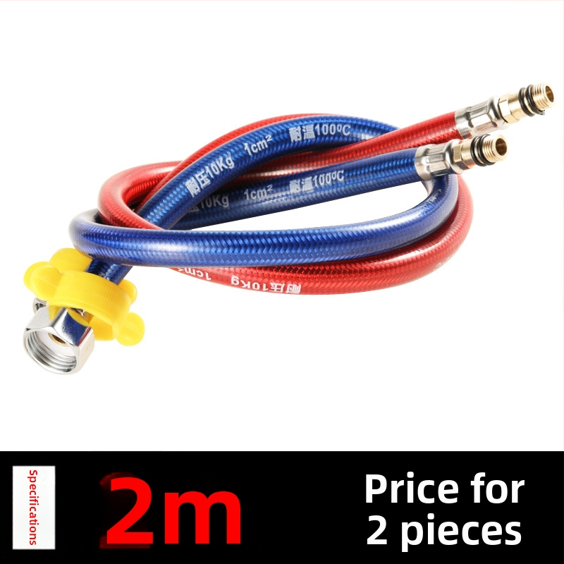 Furtun flexibil din oțel inoxidabil, vârf ascuțit, corp metalic rezistent la explozie, intrare apă cu o singură gaură pentru robinet de bucătărie (apă caldă/rece)