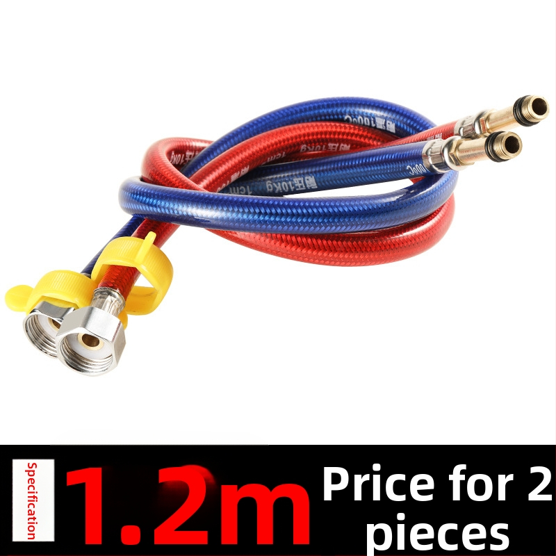 Furtun flexibil din oțel inoxidabil, vârf ascuțit, corp metalic rezistent la explozie, intrare apă cu o singură gaură pentru robinet de bucătărie (apă caldă/rece)