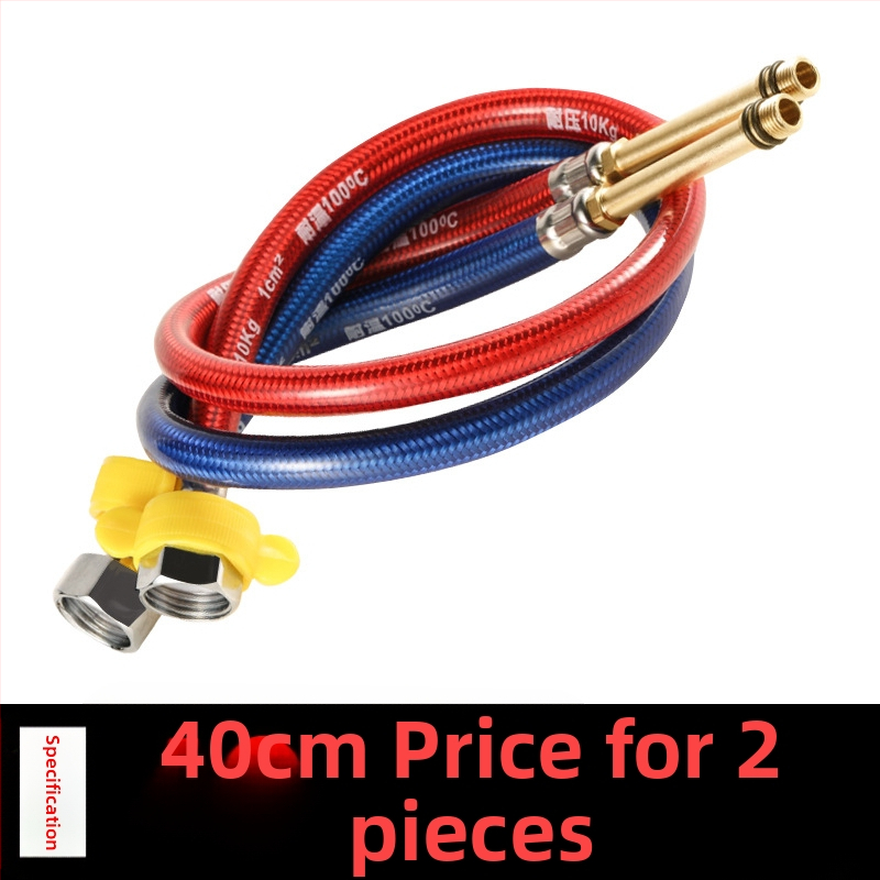 Furtun flexibil din oțel inoxidabil, vârf ascuțit, corp metalic rezistent la explozie, intrare apă cu o singură gaură pentru robinet de bucătărie (apă caldă/rece)