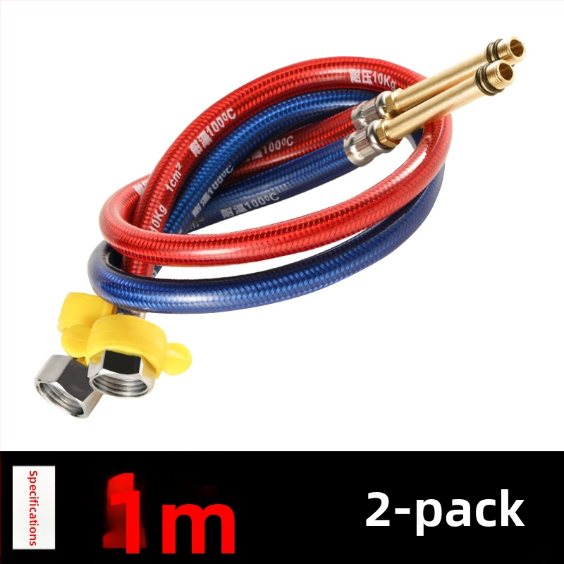 Furtun flexibil din oțel inoxidabil, vârf ascuțit, corp metalic rezistent la explozie, intrare apă cu o singură gaură pentru robinet de bucătărie (apă caldă/rece)