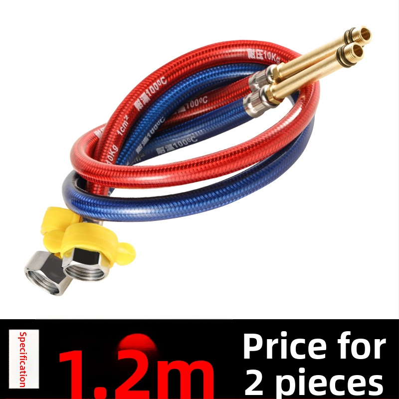 Furtun flexibil din oțel inoxidabil, vârf ascuțit, corp metalic rezistent la explozie, intrare apă cu o singură gaură pentru robinet de bucătărie (apă caldă/rece)