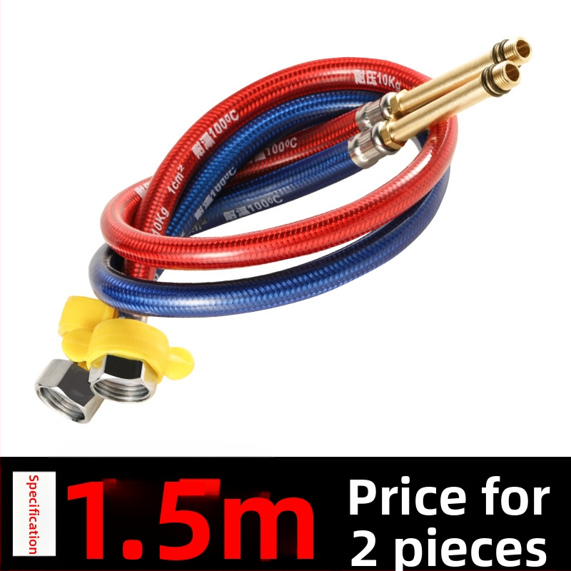 Furtun flexibil din oțel inoxidabil, vârf ascuțit, corp metalic rezistent la explozie, intrare apă cu o singură gaură pentru robinet de bucătărie (apă caldă/rece)