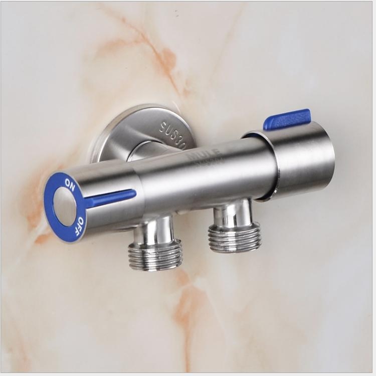 304 неръждаема стомана ъглова клапан с удължено тяло, двойно водоснабдяване и двойно управление за водогреатели и тоалетни