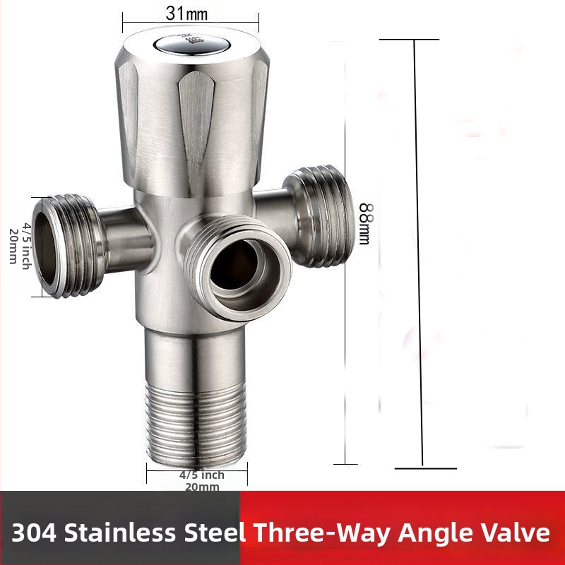 304 неръждаема стомана ъглова клапан с удължено тяло, двойно водоснабдяване и двойно управление за водогреатели и тоалетни