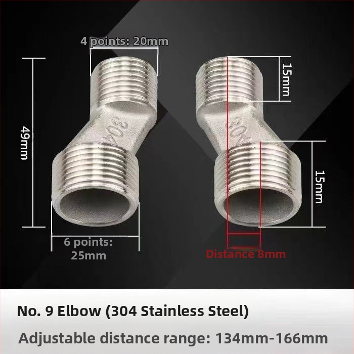 Vaskist universaalne nurga dušivalve paigaldustarvik, seinale sisse ehitatud, pikendatud, reguleeritav nurk
