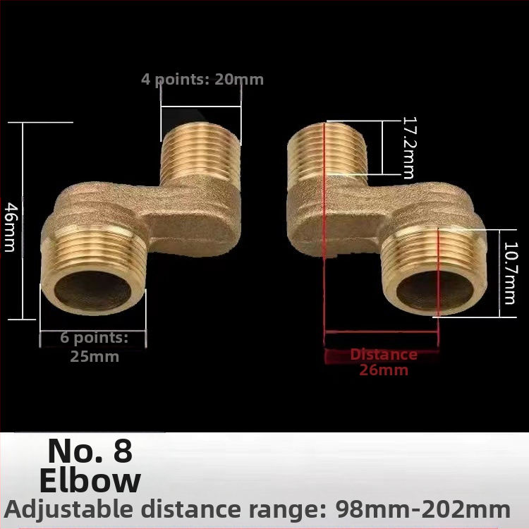 Vaskist universaalne nurga dušivalve paigaldustarvik, seinale sisse ehitatud, pikendatud, reguleeritav nurk