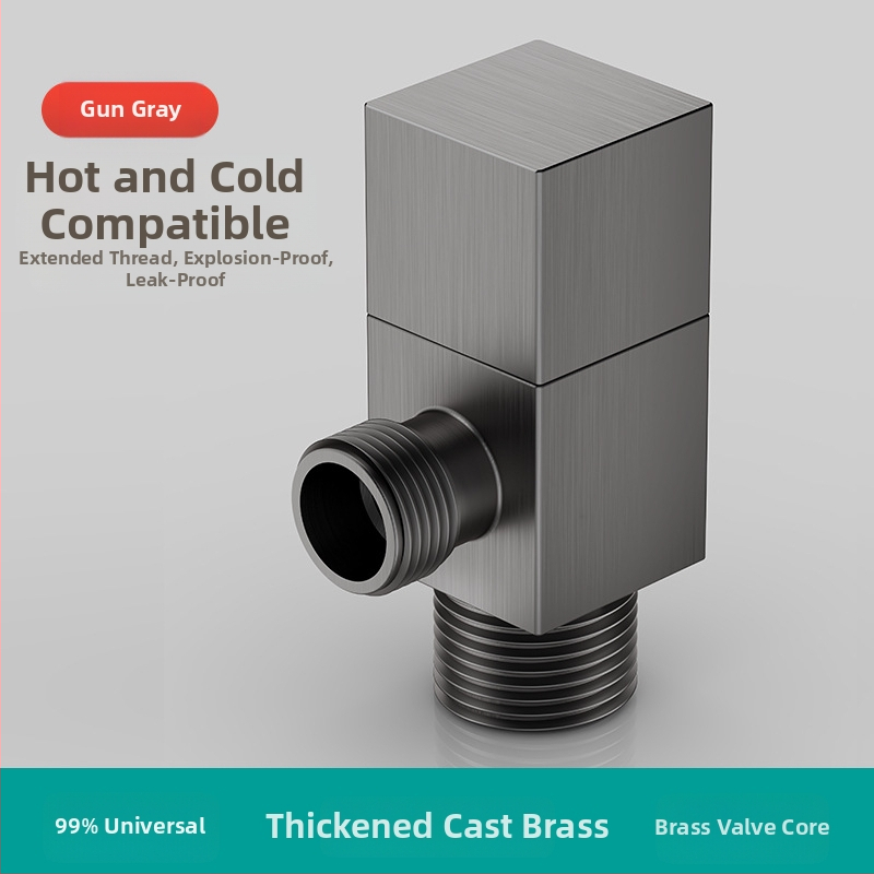 Меден триъгълен клапан, квадратен ъглов клапан за бойлер и тоалетна, модел ZDsjf06, материал: мед, монтаж: резба, приложение: бойлер, тоалетна и пералня, тегло 160 g