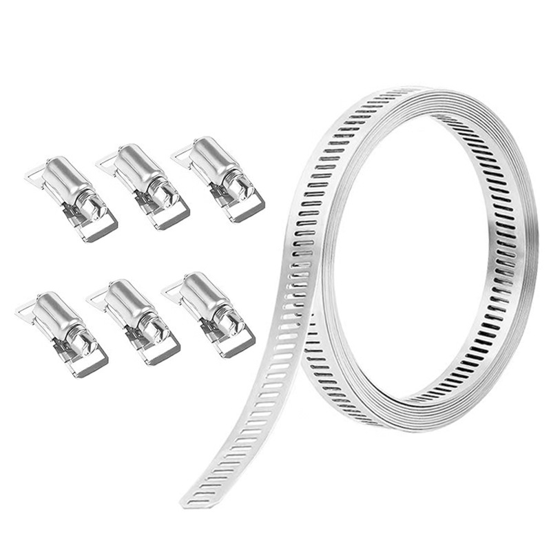 Bandă pentru gât din oțel inoxidabil 304, cu gaură prin, DIY-friendly, diametru de prindere reglabil, Mingshi