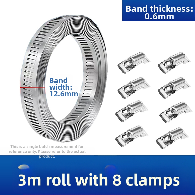 Bandă pentru gât din oțel inoxidabil 304, cu gaură prin, DIY-friendly, diametru de prindere reglabil, Mingshi