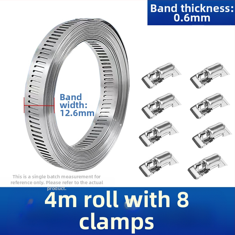 Bandă pentru gât din oțel inoxidabil 304, cu gaură prin, DIY-friendly, diametru de prindere reglabil, Mingshi