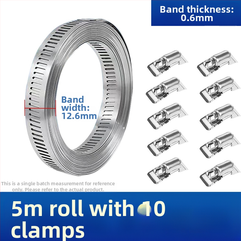 Bandă pentru gât din oțel inoxidabil 304, cu gaură prin, DIY-friendly, diametru de prindere reglabil, Mingshi