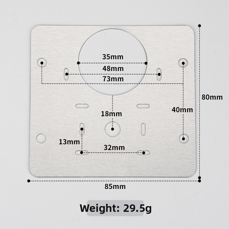 Leyoujia Šarnyro tvirtinimo plokštelė spintoms – nerūdijančiojo plieno, šlifuota paviršiaus